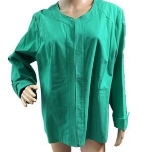 NWT Chico's Green Open Front Long Sleeves Jacket Size 3  Casual Preppy Academia